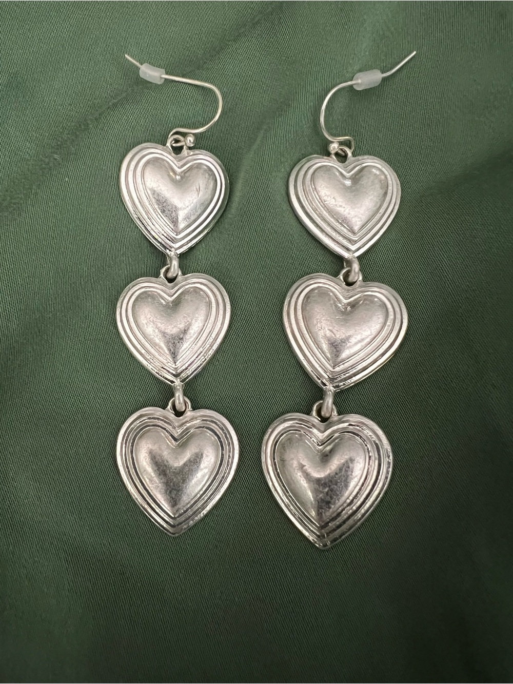 Park Lane “Fable” Silver Triple Heart Drop Earrings